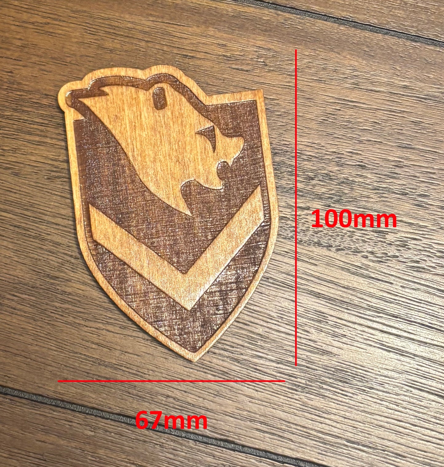 Stained basswood fridge magnet of the Windhelm icon from the Skyrim video game