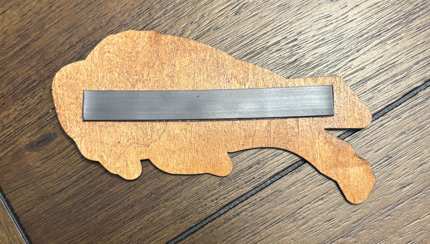 Stained basswood fridge magnet of the Buffalo Bills football team logo