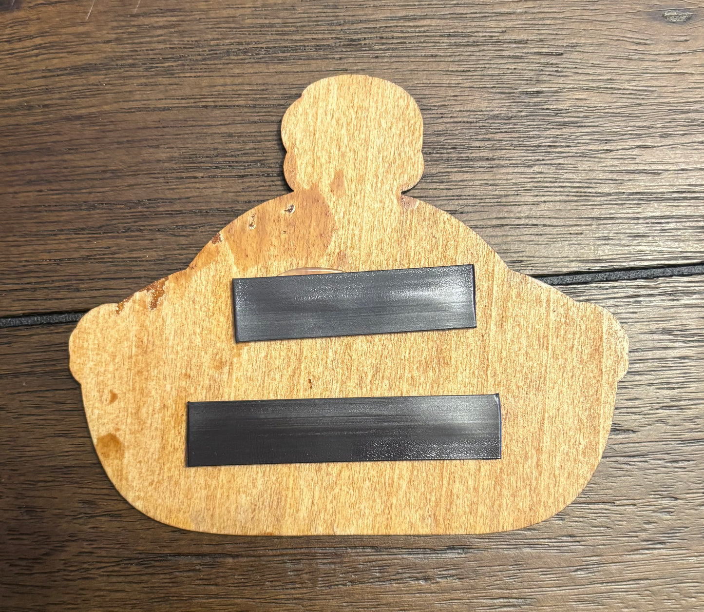 Stained basswood fridge magnet of IRS Burger logo from the Simpsons