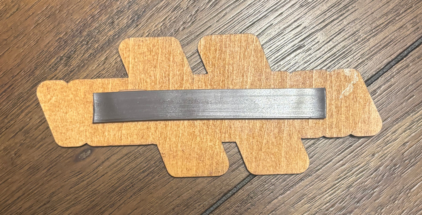 Stained basswood fridge magnet of the Hyperion logo from the Borderlands video games