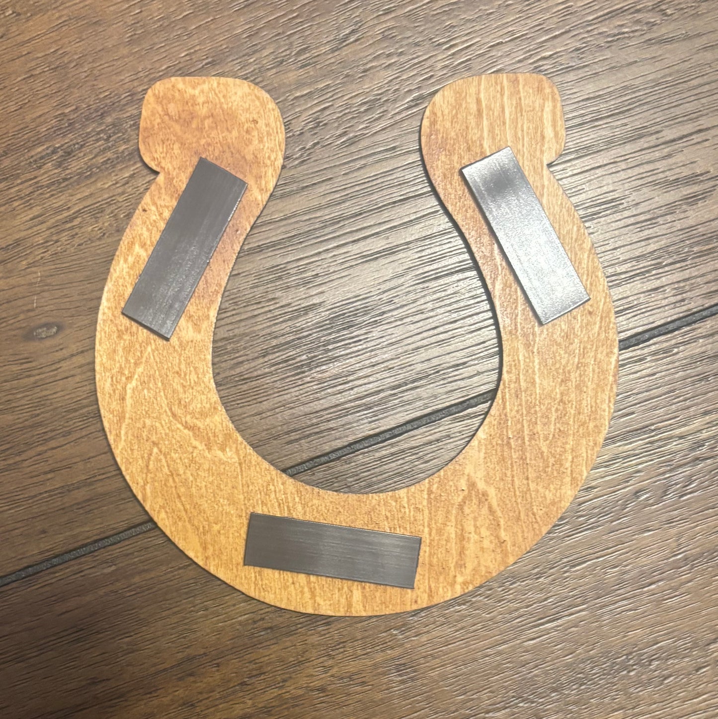 Stained basswood fridge magnet of the Indianapolis Colts football team logo