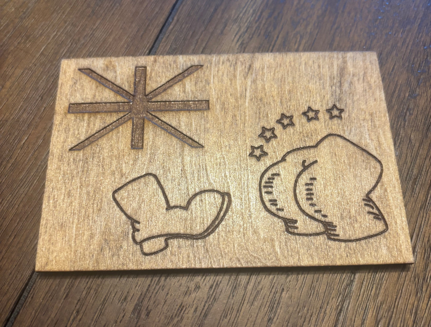 Stained basswood fridge magnet of Australia's flag from the Simpsons