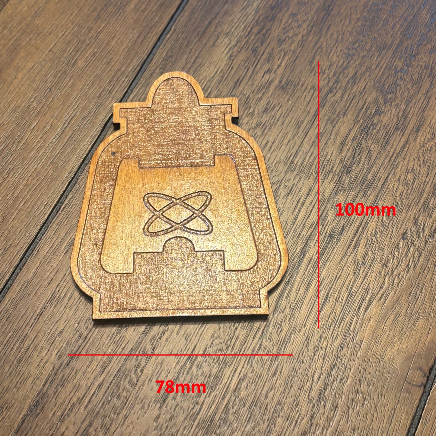 Stained basswood fridge magnet of the Railroad logo from the Fallout video games