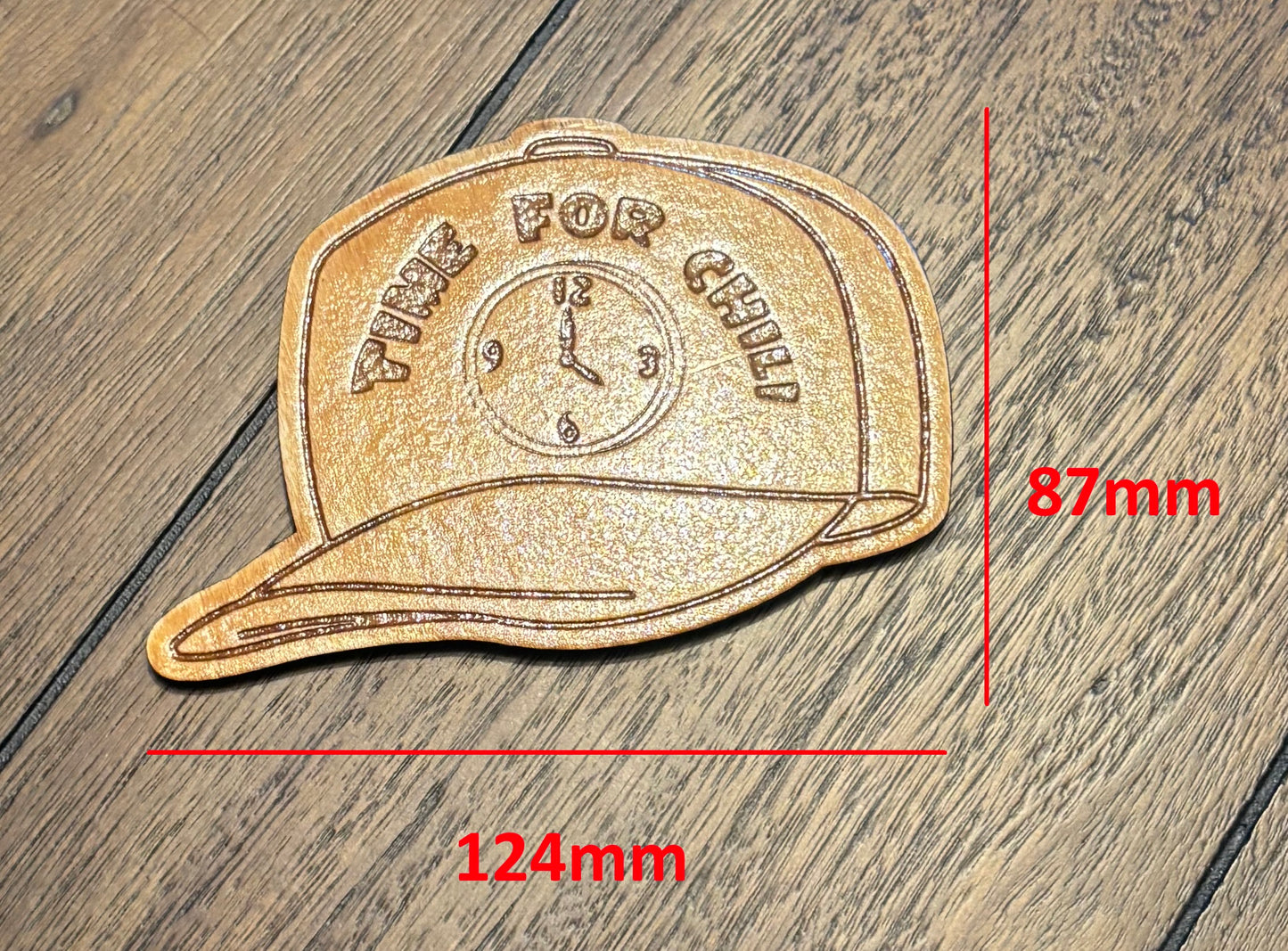 Stained basswood fridge magnet of Bart's time for chili hat from the Simpsons