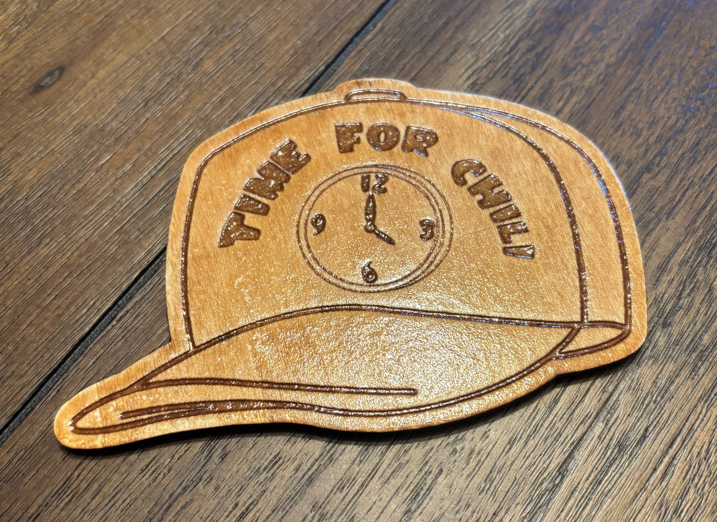 Stained basswood fridge magnet of Bart's time for chili hat from the Simpsons