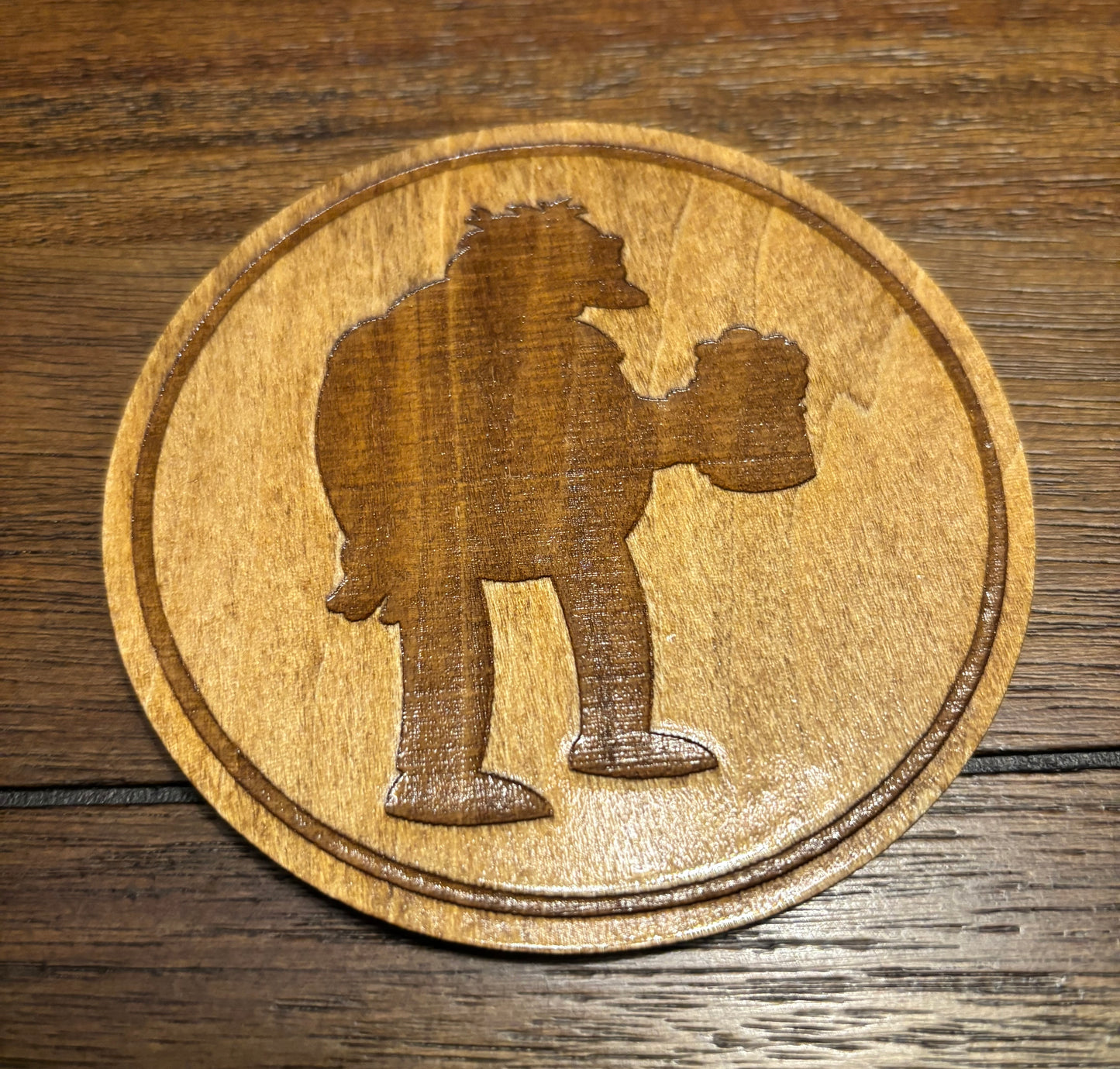 Stained basswood fridge magnet of Barney's silhouette from the Simpsons