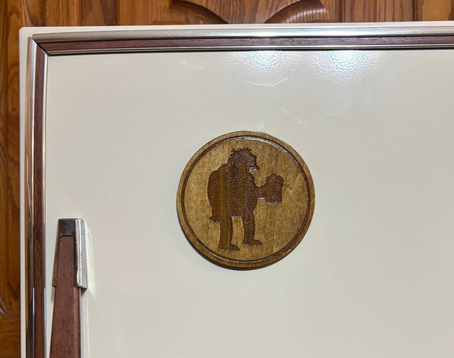 Stained basswood fridge magnet of Barney's silhouette from the Simpsons