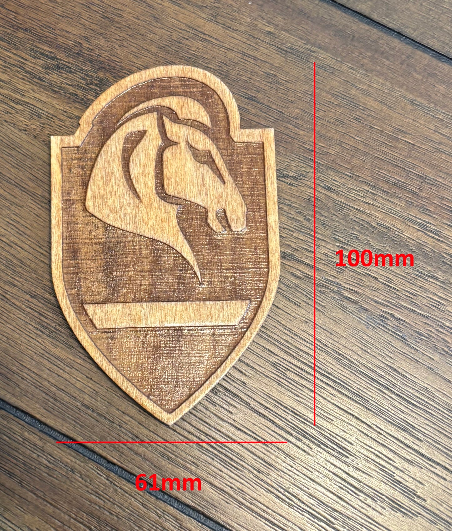 Stained basswood fridge magnet of the Whiterun icon from the Skyrim video game