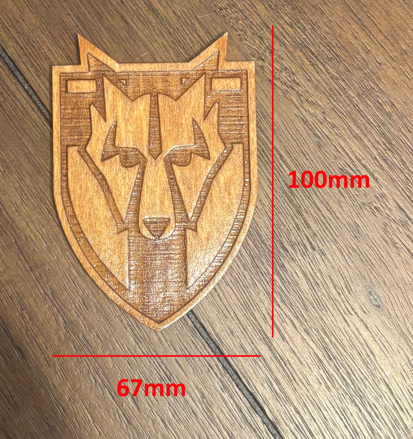Stained basswood fridge magnet of the Solitude icon from the Skyrim video game
