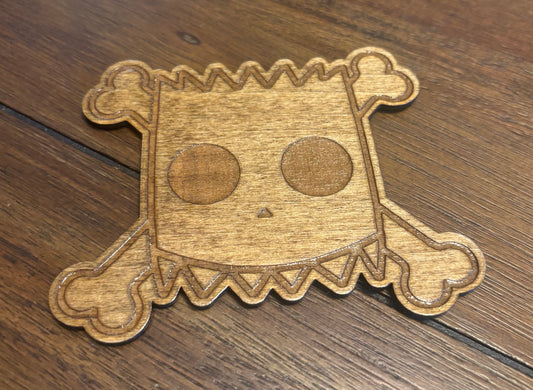 Stained basswood fridge magnet of Bart's daredevil shirt from the Simpsons