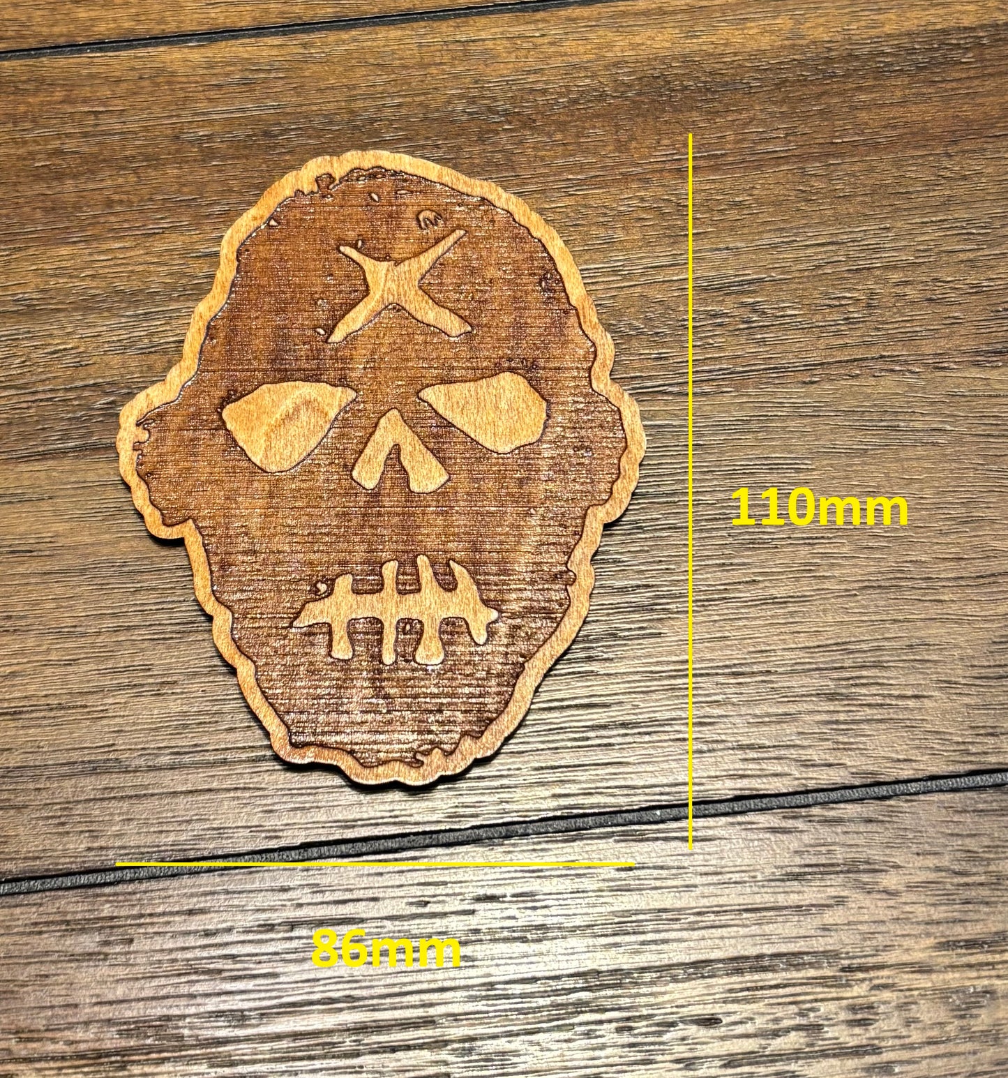 Stained basswood fridge magnet of the Gunners logo from the Fallout video games