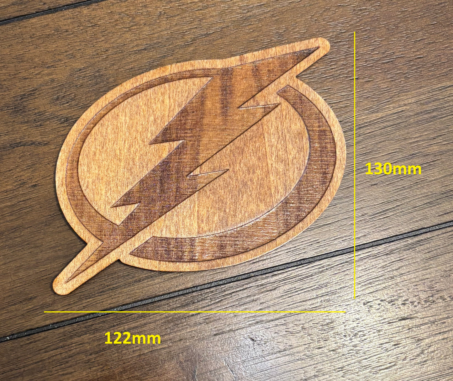 Stained basswood fridge magnet of the Tampa Bay Lightning hockey team logo