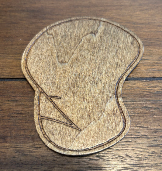 Stained basswood fridge magnet of the Dignity drawing from the Simpsons
