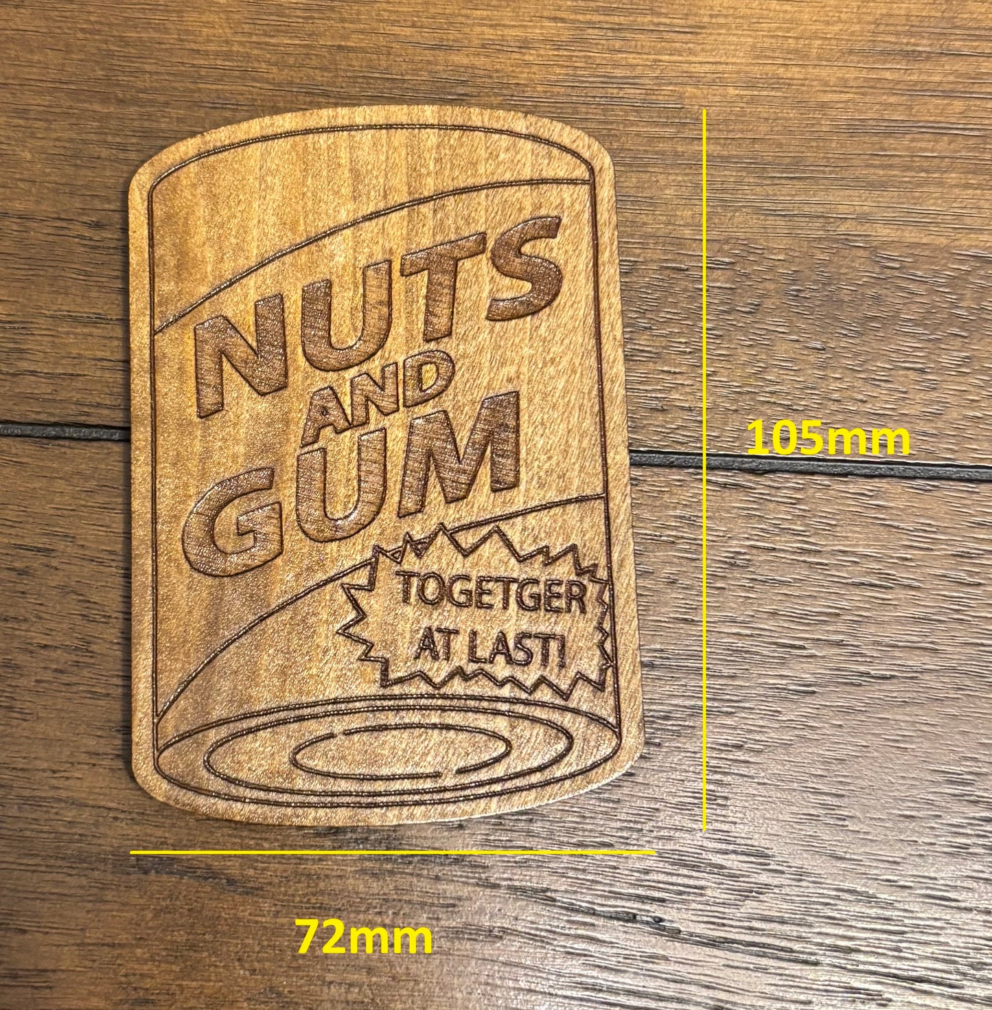 Stained basswood fridge magnet of Nuts and Gum from the Simpsons