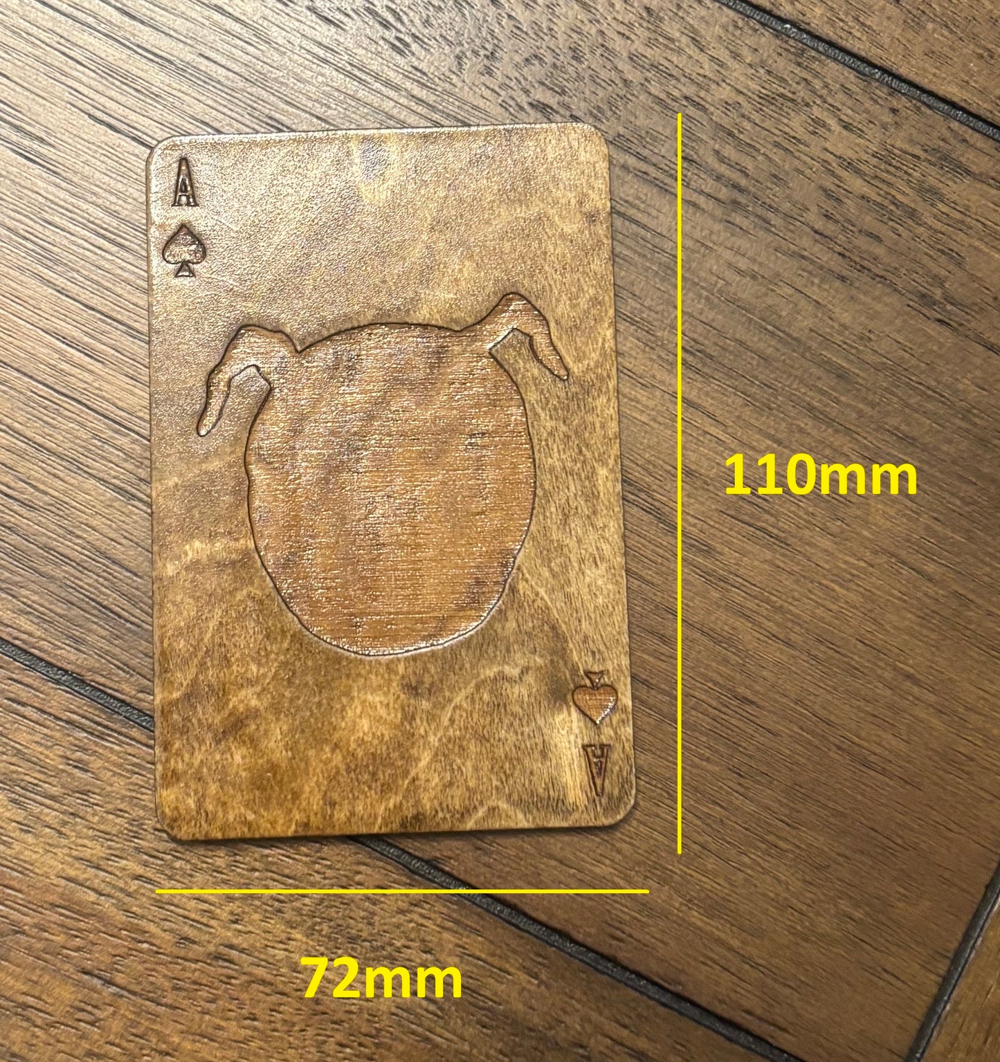 Stained basswood fridge magnet of the Ant ace card from Twin Peaks