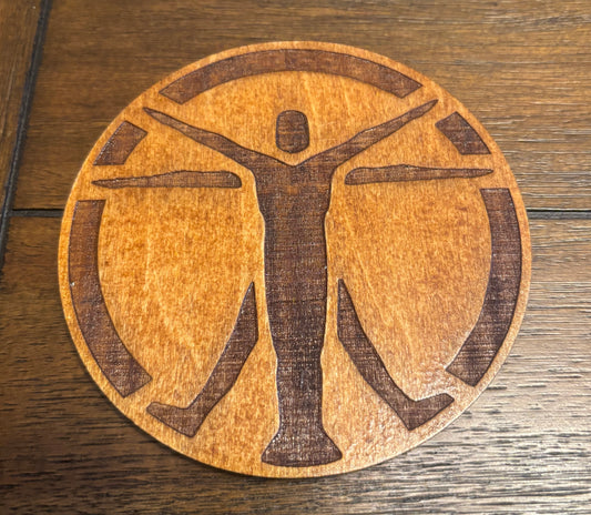 Stained basswood fridge magnet of the Institute logo from the Fallout video games
