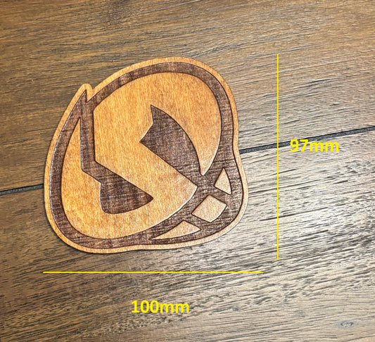 Stained basswood fridge magnet of a the Team Skull logo from the Pokemon video games