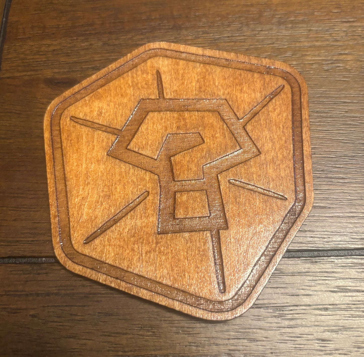 Stained basswood fridge magnet of a Mystery Box from the Mario video games