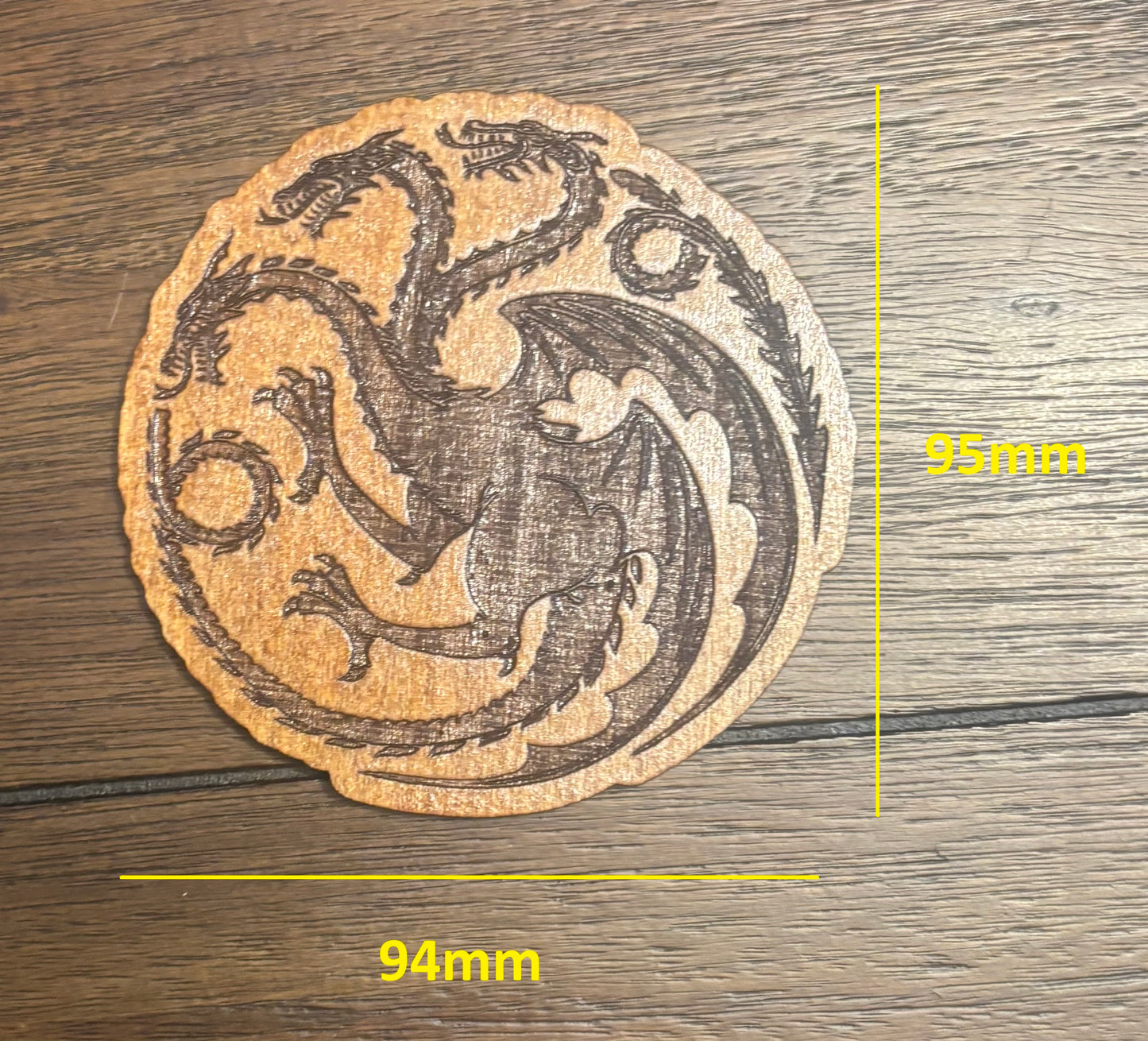Stained basswood fridge magnet of the House Targaryen sigil from Game of Thrones