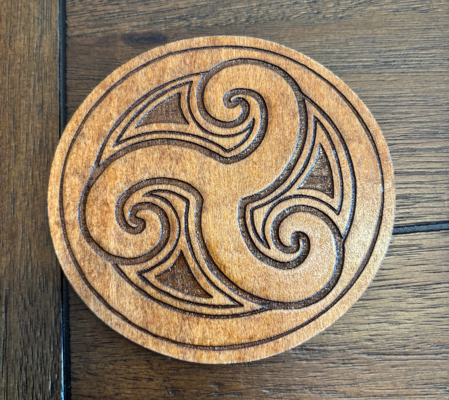 Stained basswood fridge magnet of the Morthal sigil from the Skyrim video game