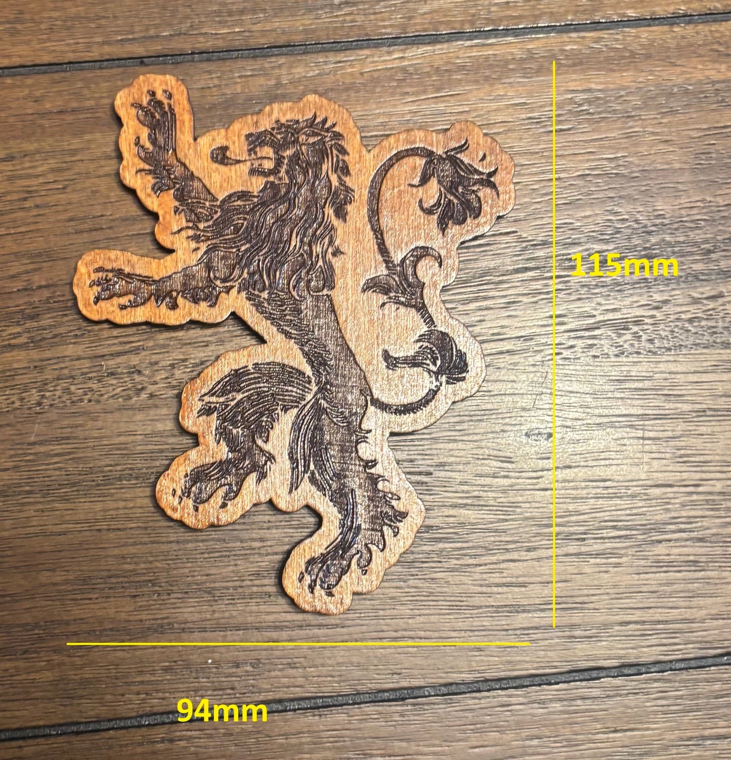 Stained basswood fridge magnet of the House Lannister sigil from Game of Thrones
