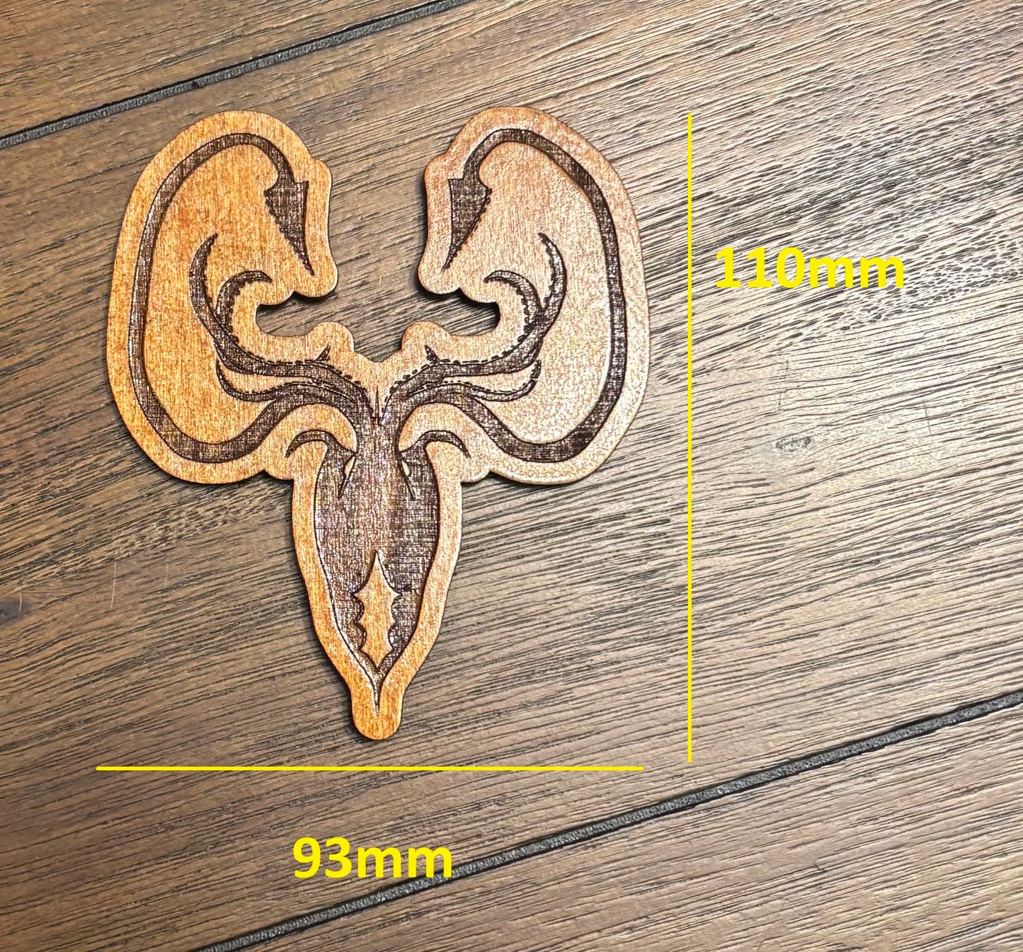 Stained basswood fridge magnet of the House Greyjoy sigil from Game of Thrones
