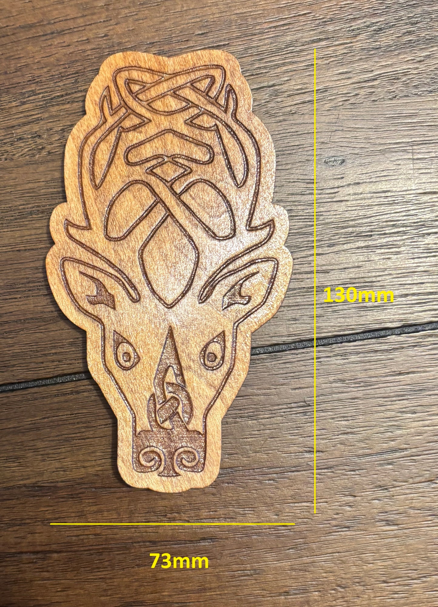 Stained basswood fridge magnet of the Falkreath sigil from the Skyrim video game