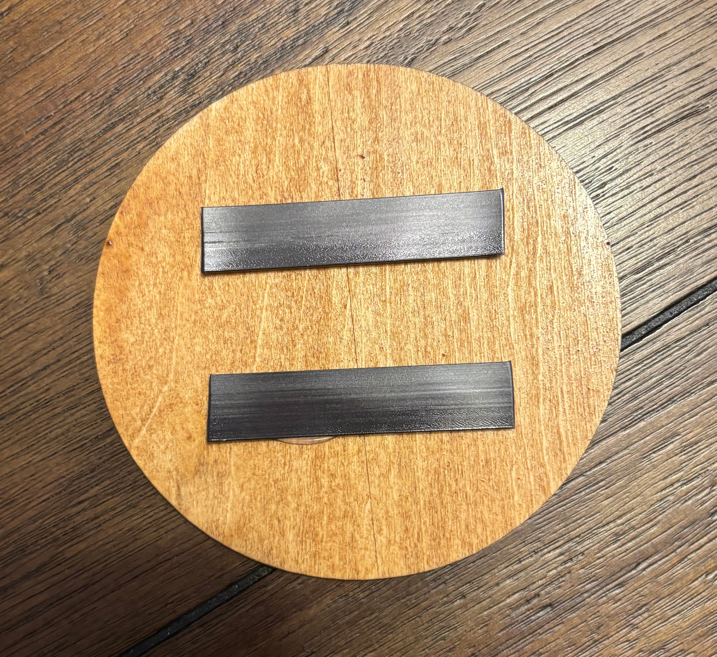 Stained basswood fridge magnet of Mortal Kombat logo