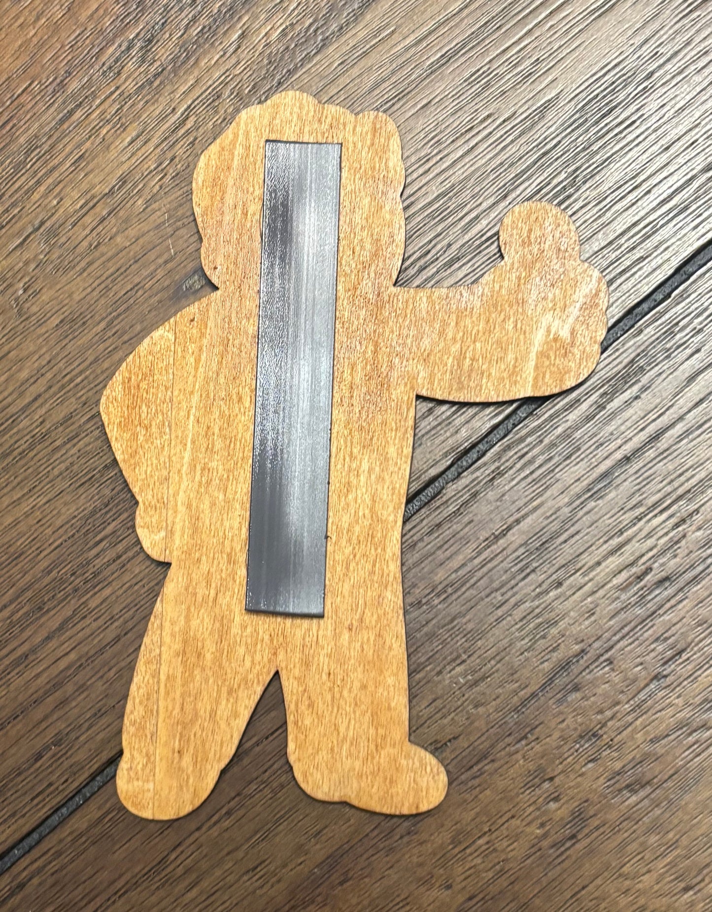 Stained basswood fridge magnet of Vault Boy from the Fallout video games