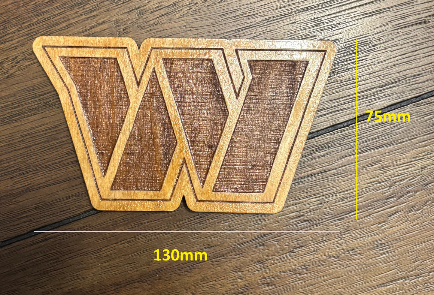 Stained basswood fridge magnet of the Washington Commanders football team logo