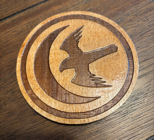 Stained basswood fridge magnet of the House Arryn sigil from Game of Thrones