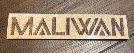 Stained basswood fridge magnet of the Maliwan logo from the Borderlands video games