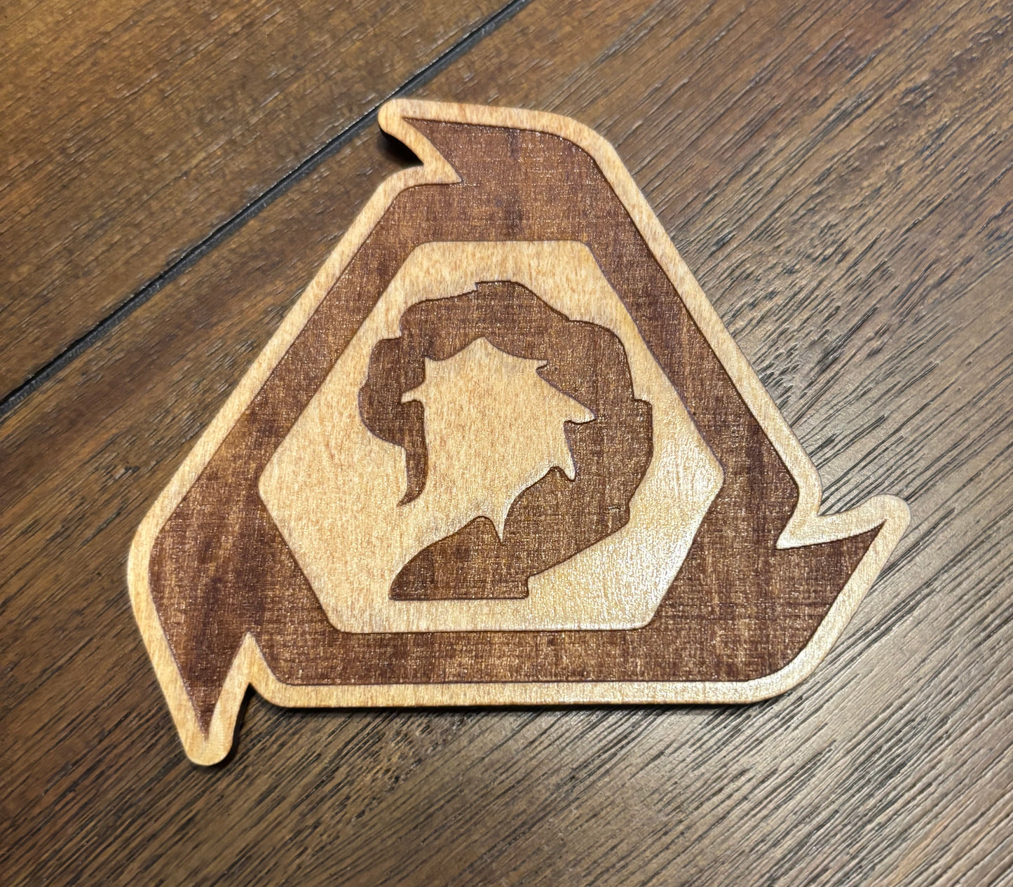 Stained basswood fridge magnet of the Brotherhood of Nod logo from the Command & Conquer video games