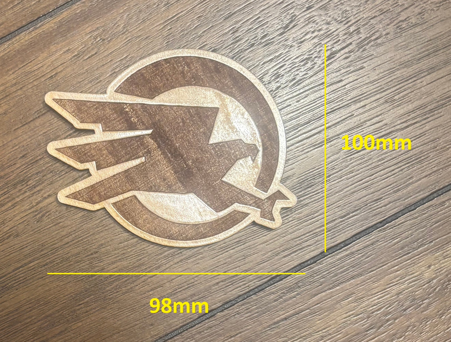 Stained basswood fridge magnet of the GDI logo from the Command & Conquer video games