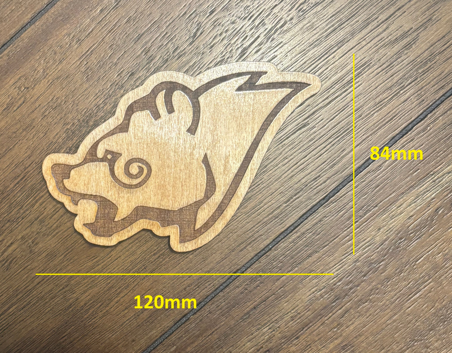 Stained basswood fridge magnet of the Windhelm sigil from the Skyrim video game