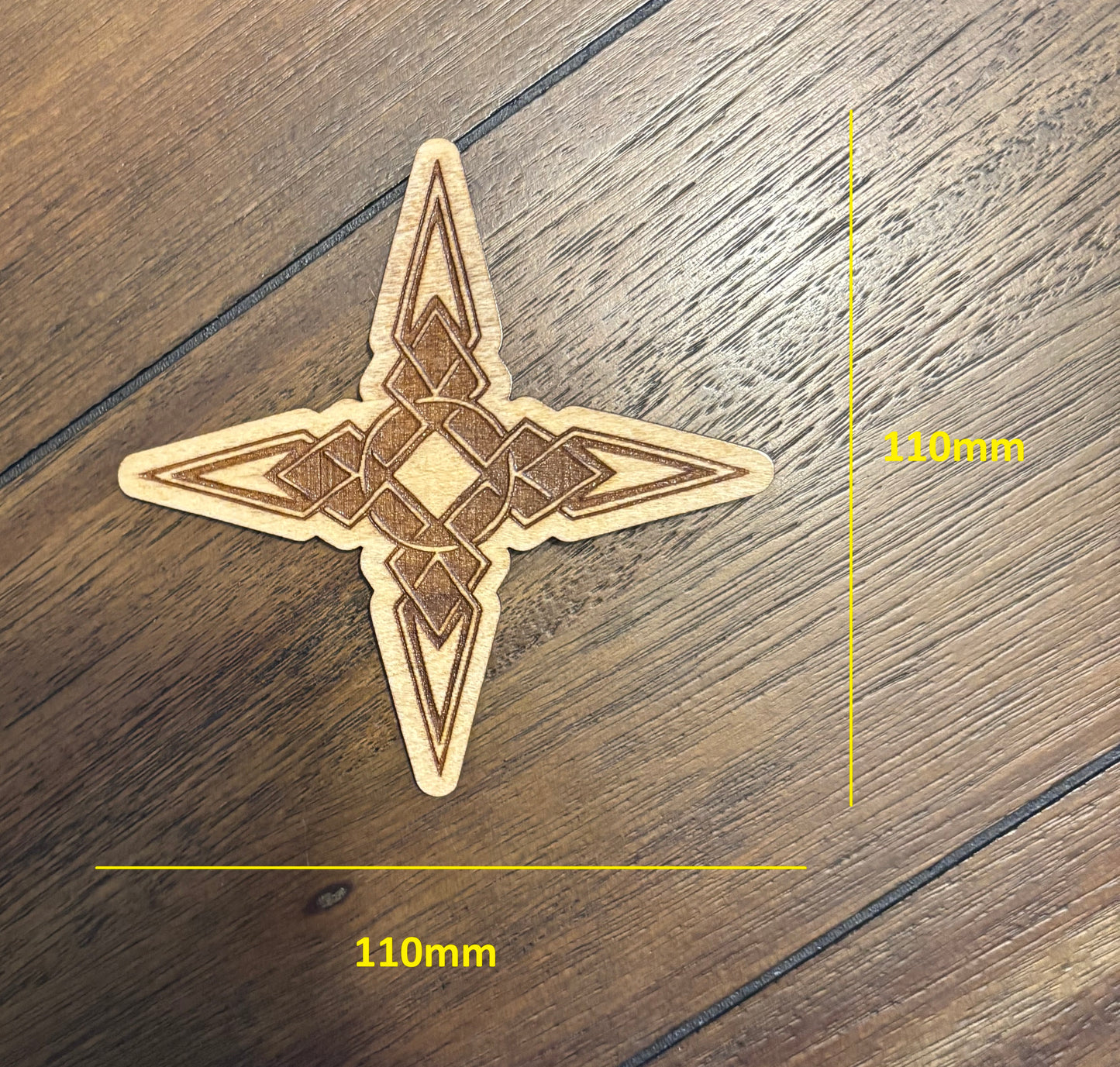 Stained basswood fridge magnet of the Dawnstar sigil from the Skyrim video game