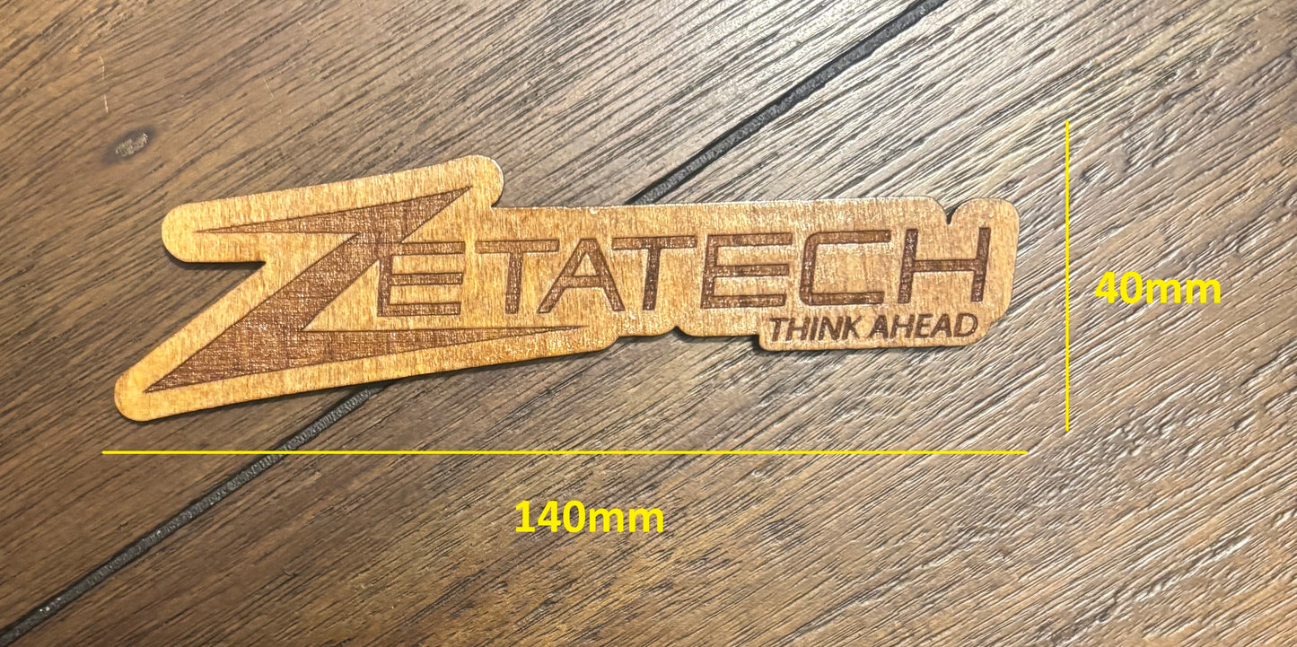 Stained basswood fridge magnet of the Zetatech logo from the Cyberpunk 2077 video game