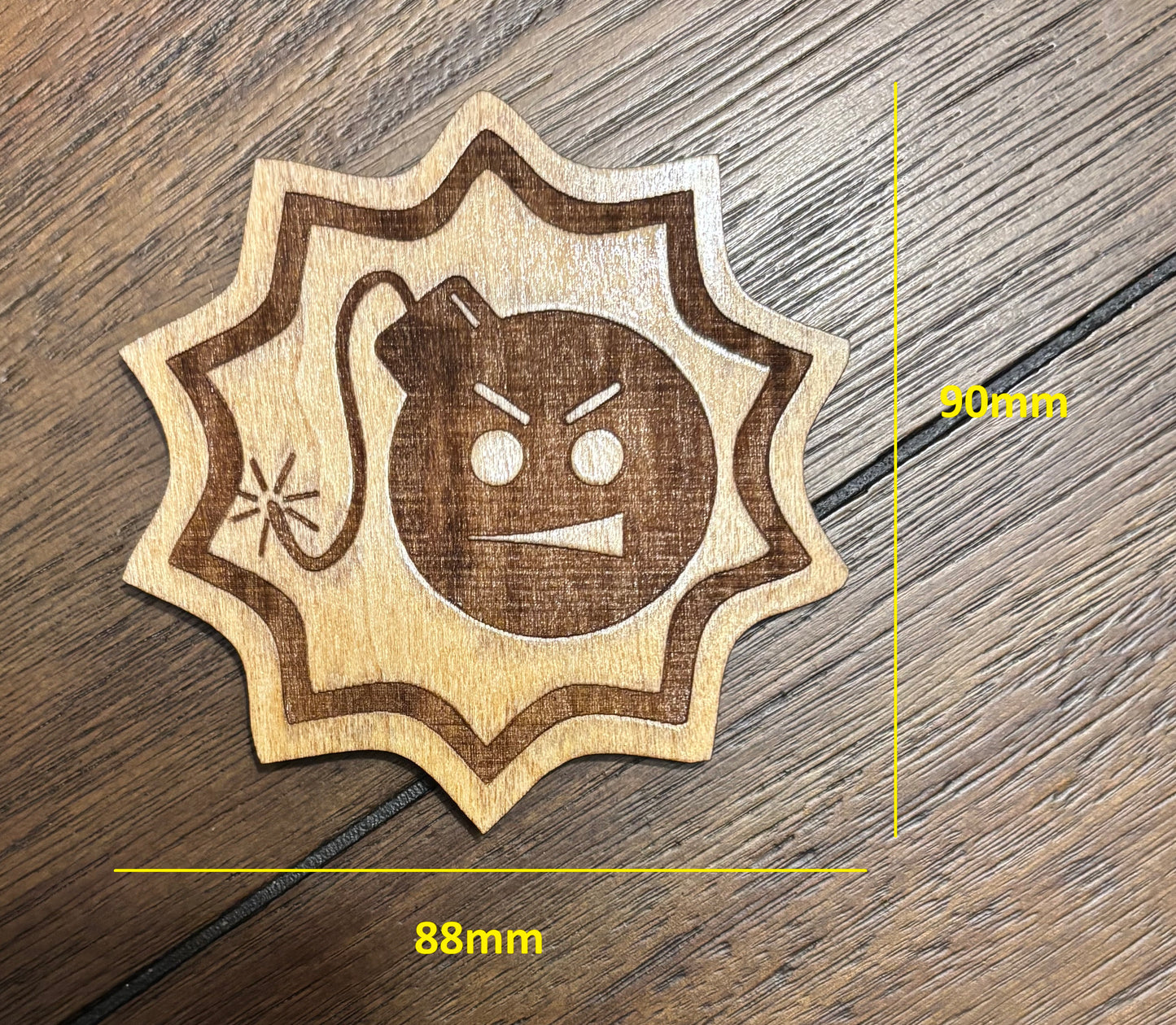 Stained basswood fridge magnet of the Series Sam logo