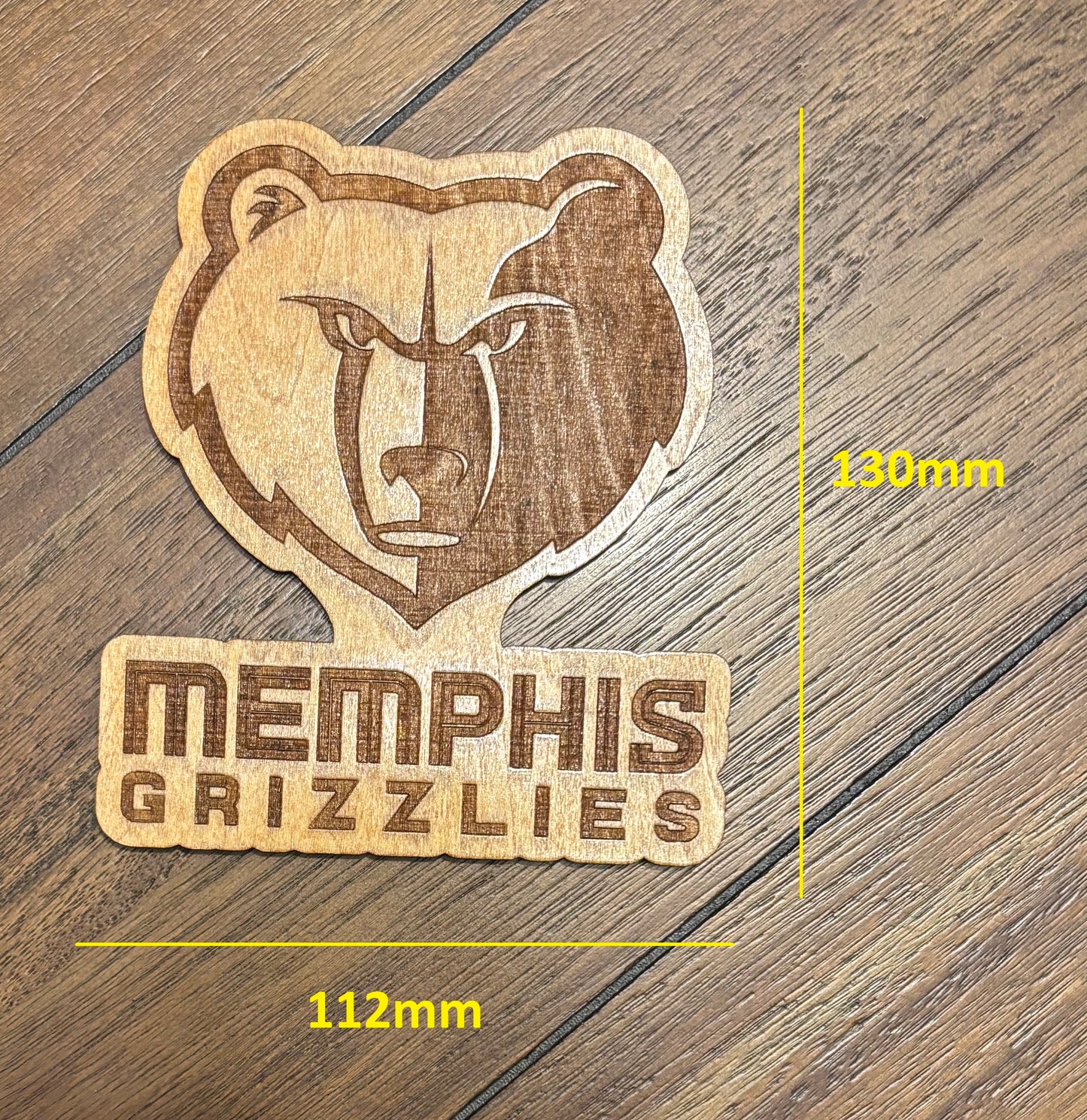 Stained basswood fridge magnet of the Memphis Grizzlies basketball team logo