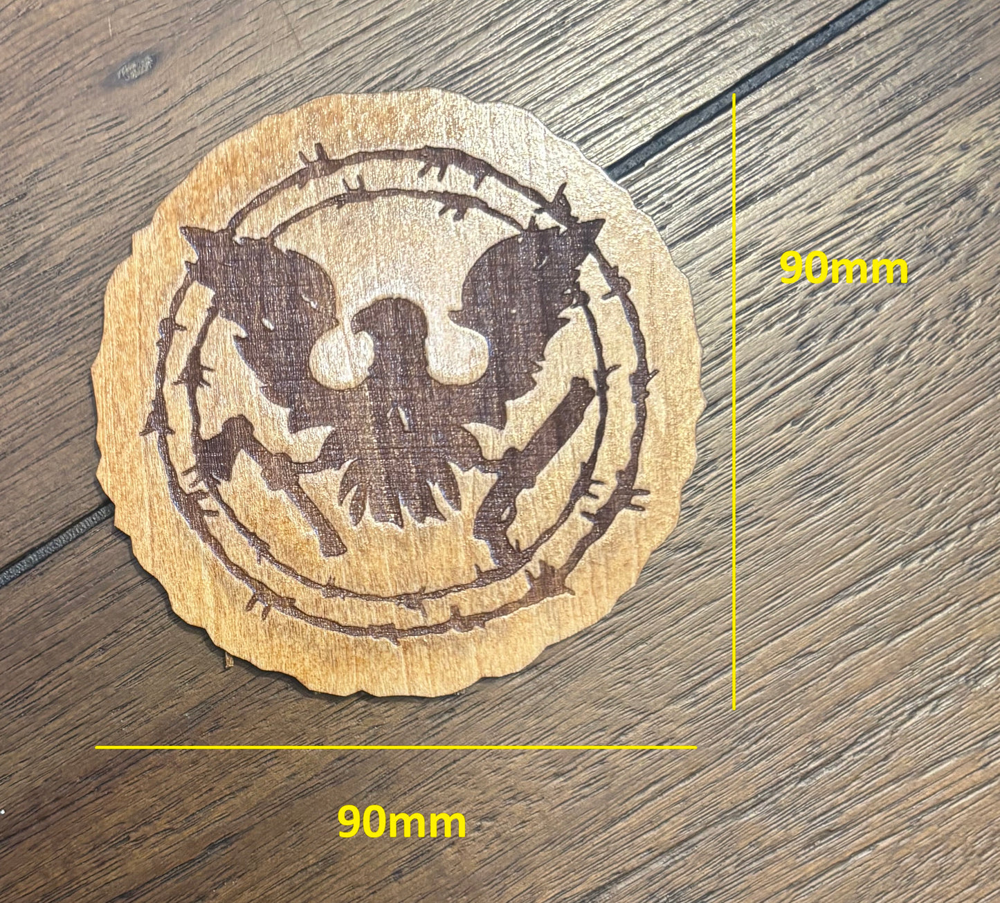 Stained basswood fridge magnet of the State of Decay 2 logo