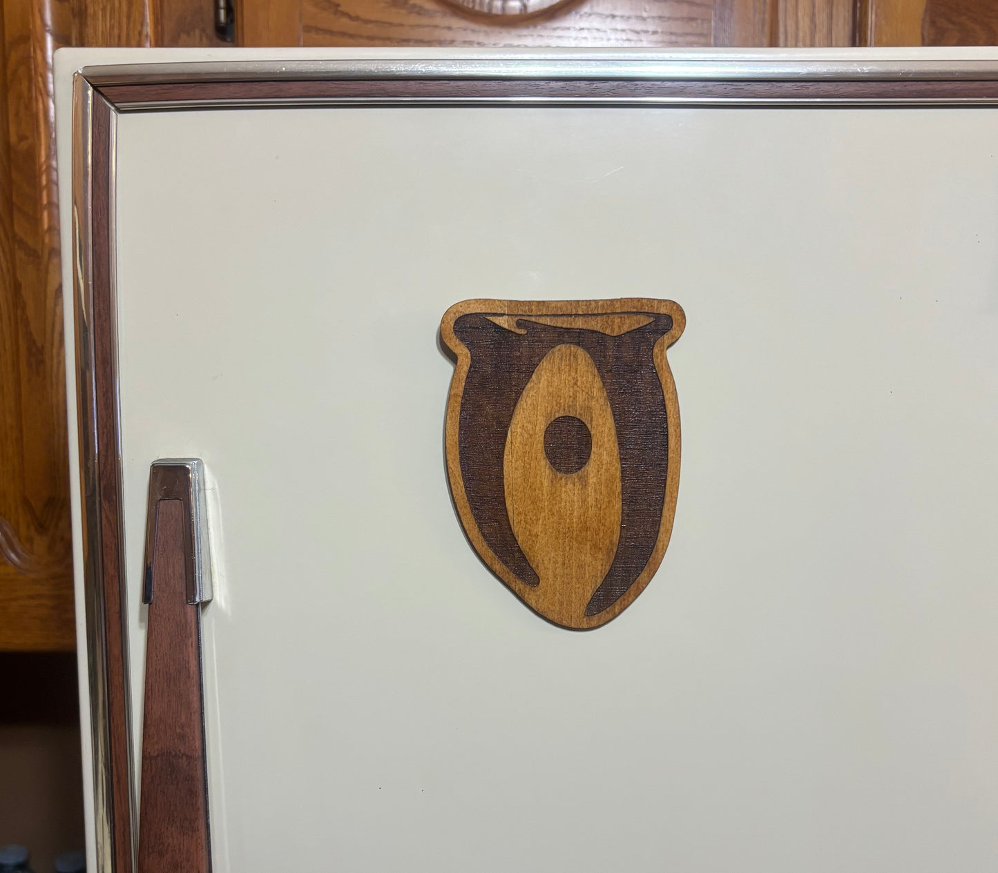 Stained basswood fridge magnet of the Elder Scrolls Oblivion logo