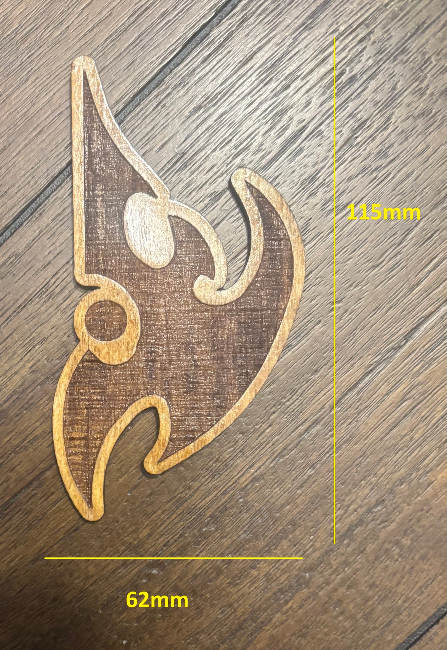 Stained basswood fridge magnet of the Protoss logo from the Starcraft video games