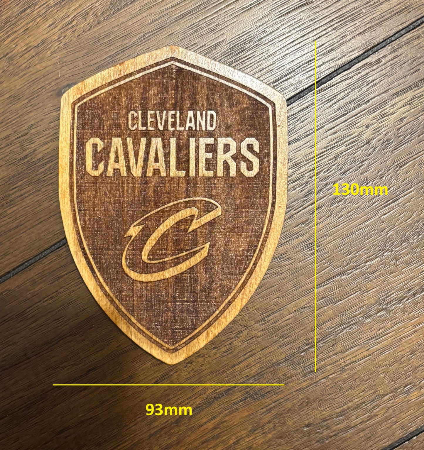Stained basswood fridge magnet of the Cleveland Cavaliers basketball team logo