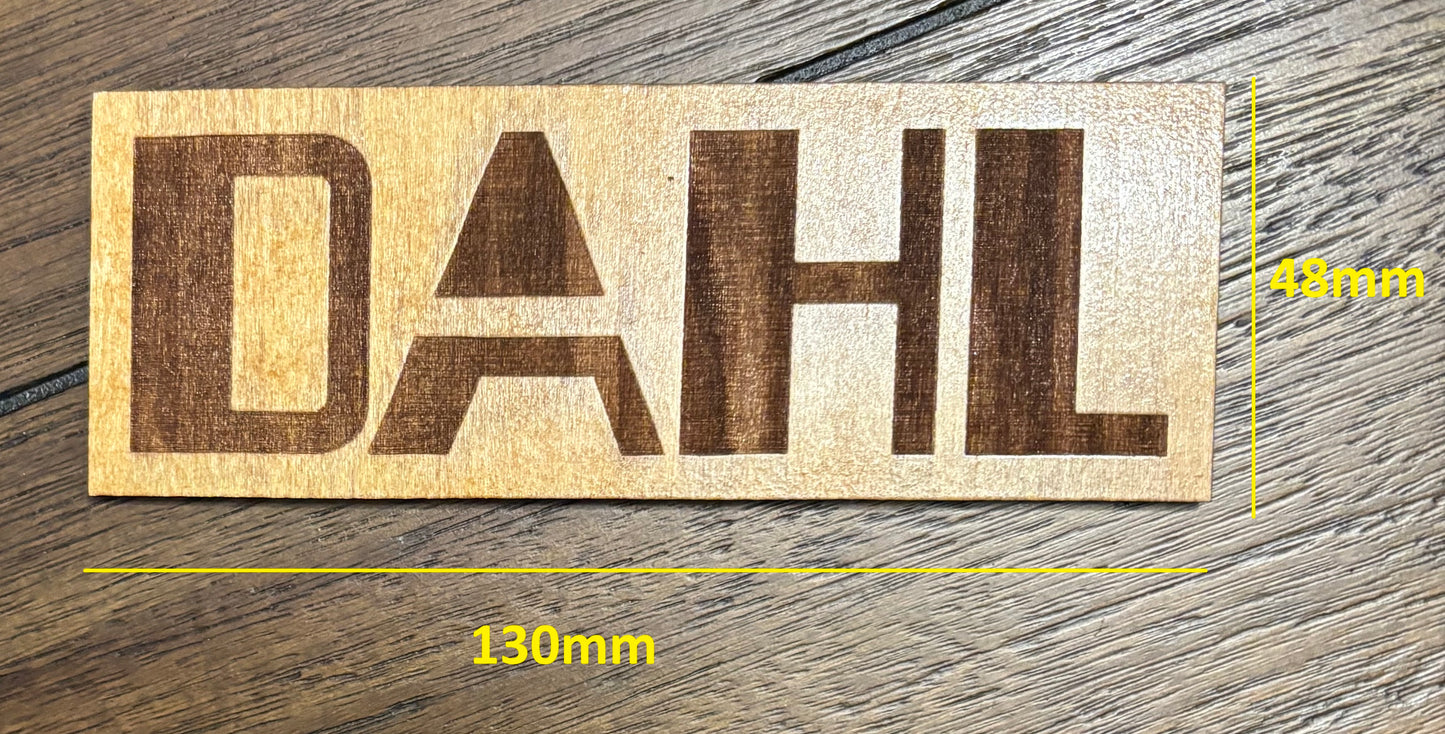 Stained basswood fridge magnet of the Dahl logo from the Borderlands video games