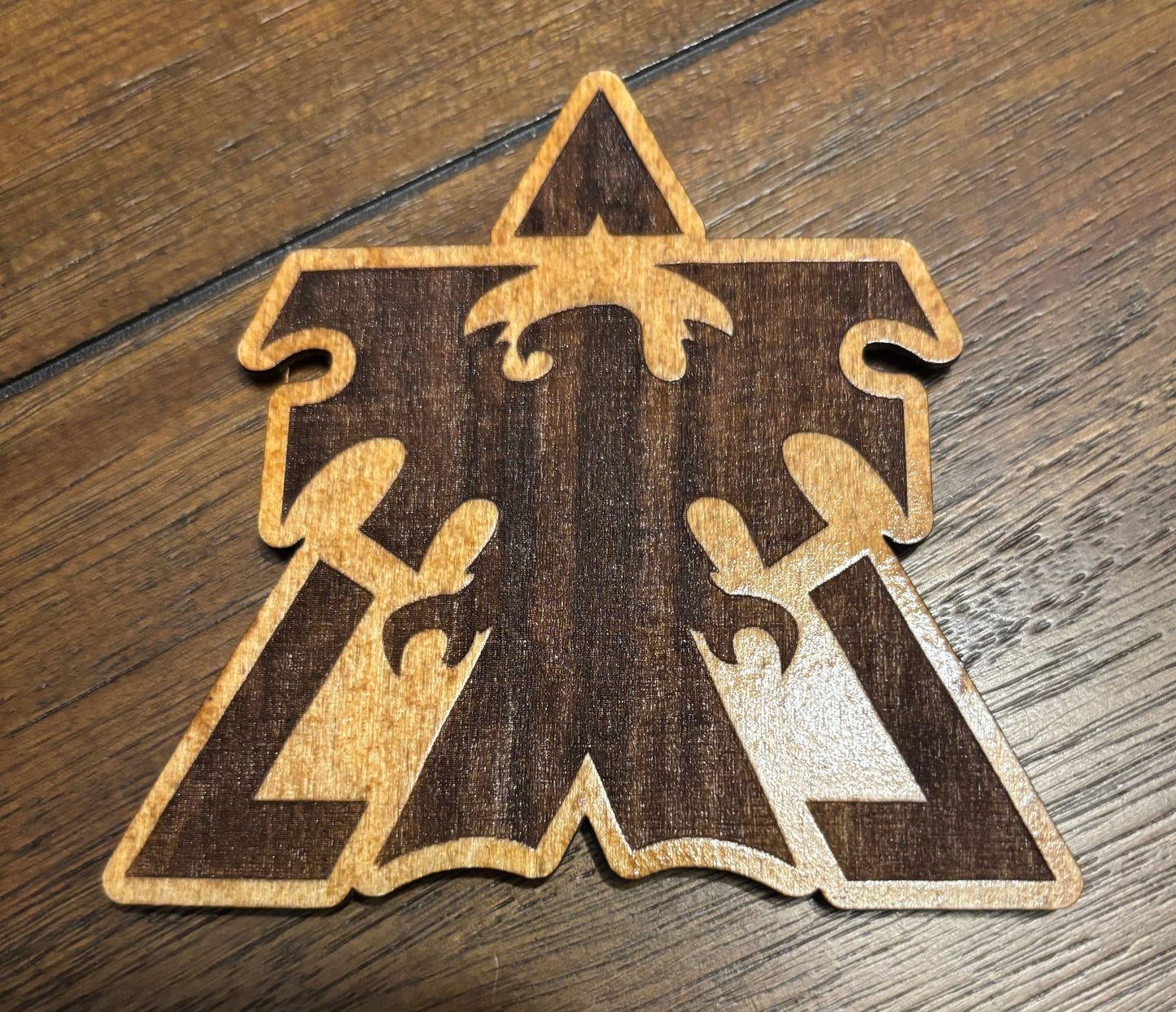 Stained basswood fridge magnet of the Terran logo from the Starcraft video games