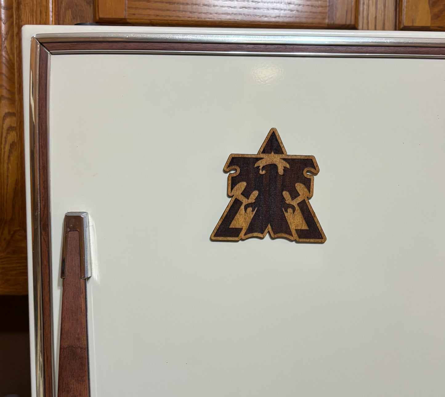 Stained basswood fridge magnet of the Terran logo from the Starcraft video games
