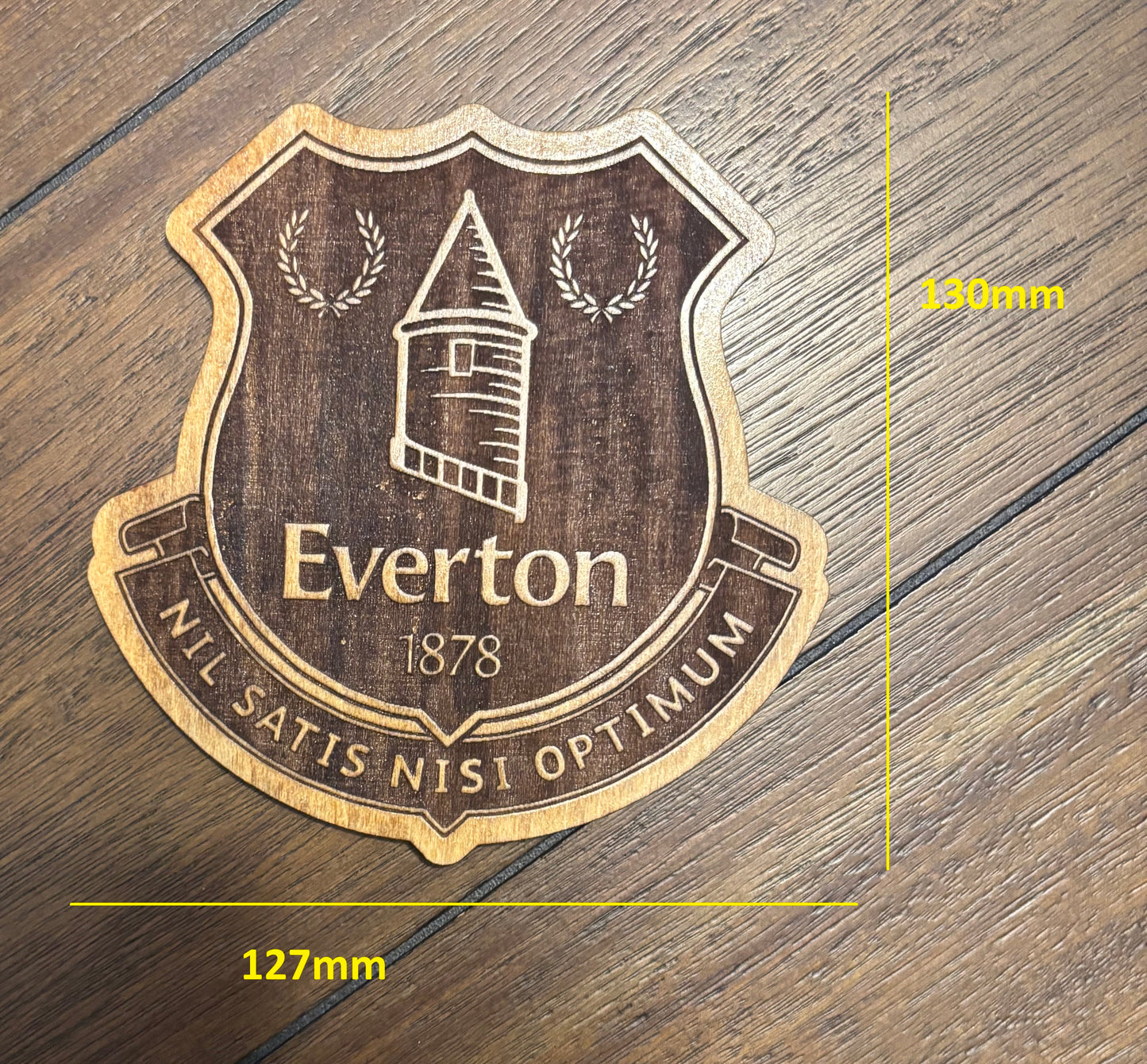 Stained basswood fridge magnet of the Everton FC soccer team logo