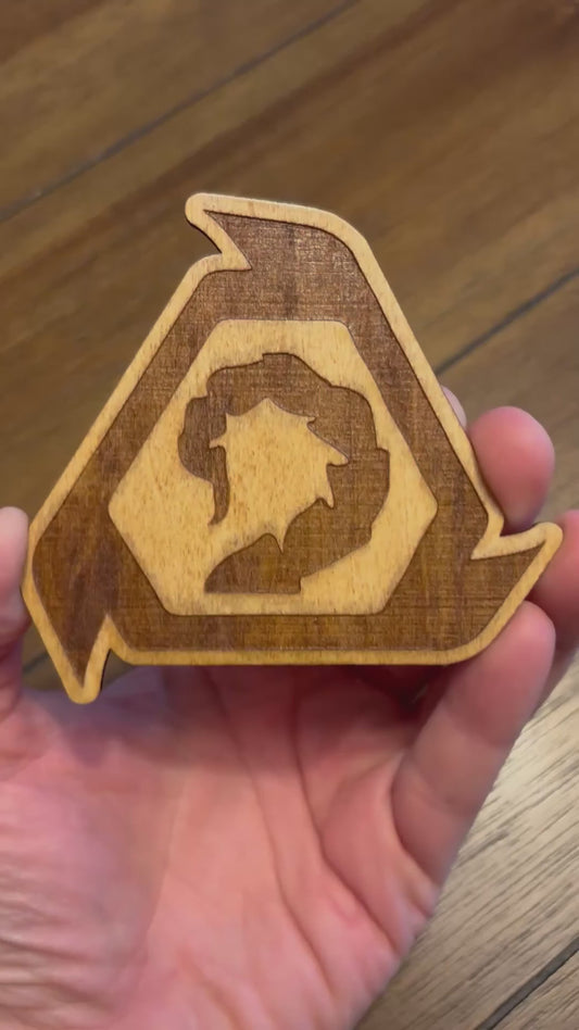 Stained basswood fridge magnet of the Brotherhood of Nod logo from the Command & Conquer video games